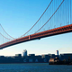 CMA CGM Benjamin Franklin passes beneath the San Francisco's Golden Gate bridge.